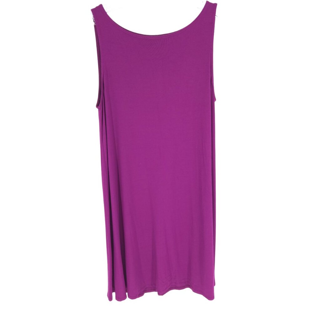 Eileen Fisher Dress Purple Sleeveless Stretchy Flowy Minimalist Summer Comfy L